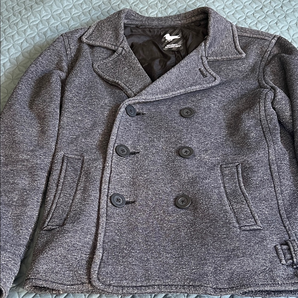 Modern Amusement Gray Pea Coat